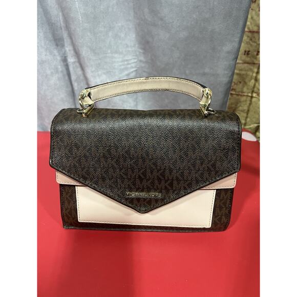 Michael Kors Handbags - Michael Kors Ludlow Top Handle Crossbody Bag Signature White Rose Leather B2K